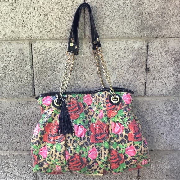 Flowers 🌺 and Sequins Betsy Johnson Purse - Picture 1 of 7
